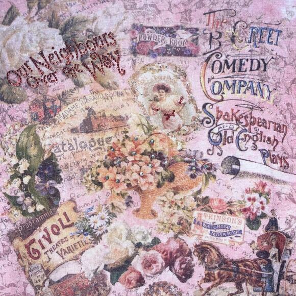 Pink Vintage French Print Top - Picture 3 of 4